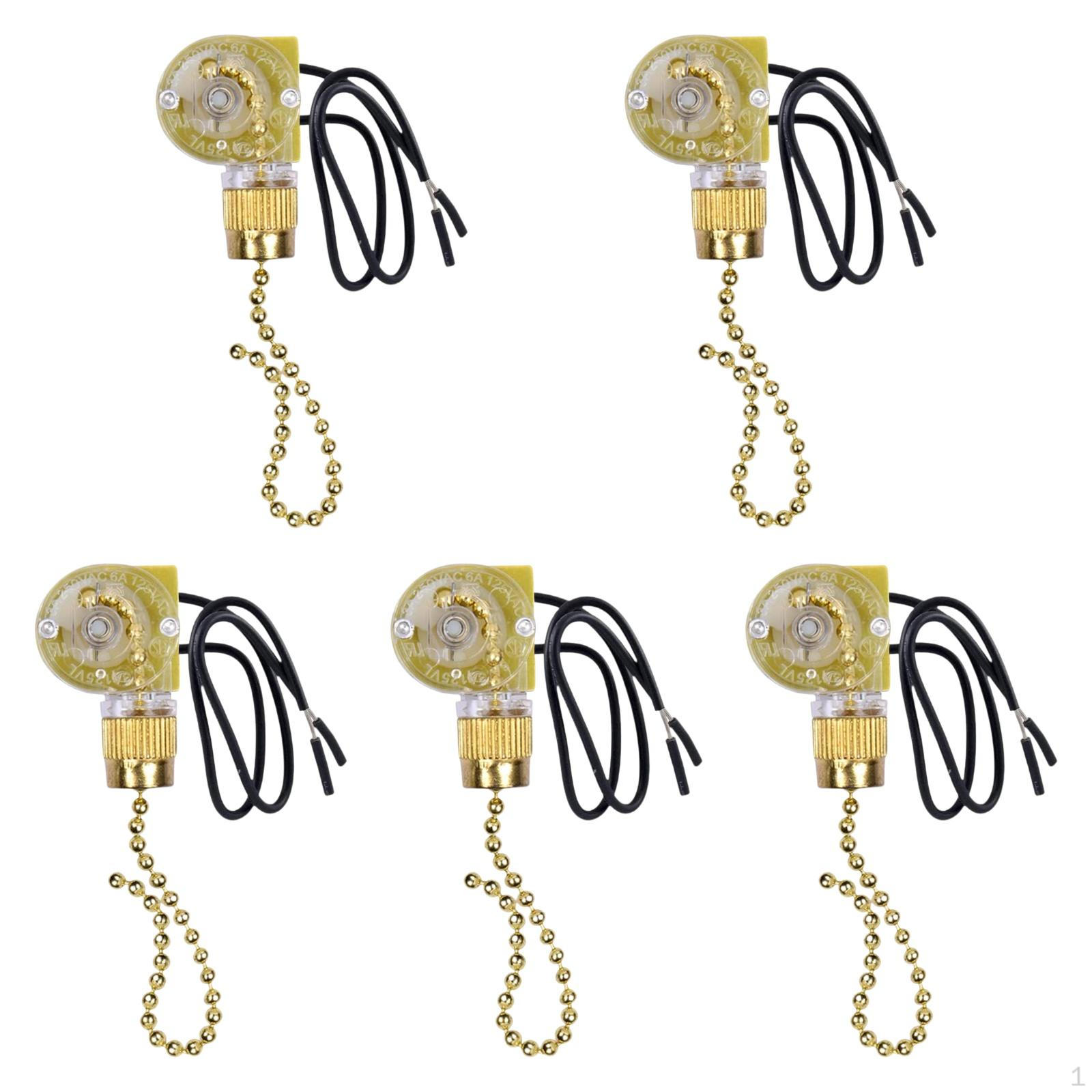 

5 шт. выключателей-цепочек для настенных светильников и потолочных вентиляторов Gold