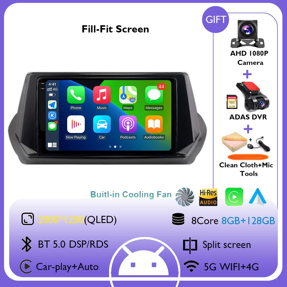 9Inch Android 14 Wireless Carplay Auto For Peugeot 2008 208 2019 2020 2021 2022 Car Radio Multimedia Video Player Navigation GPS