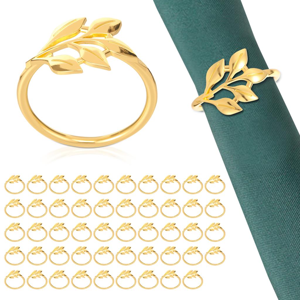 50/100Pc Napkin Rings Gold Table Napkins Holder Reusable Napkin Ring Holder Exquisite Napkins Ring Set for Hotel Home Decoration