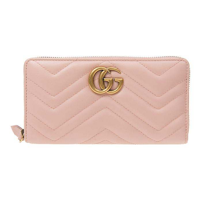 

Gucci GG Marmont Chevron Quilted Zip Around Wallet, Pink Leather with Vintage Gold Double G, Women s Long Wallet for Daily Use 443123-DRW1T-5909 Basic Set (Bag+Dust Bag)