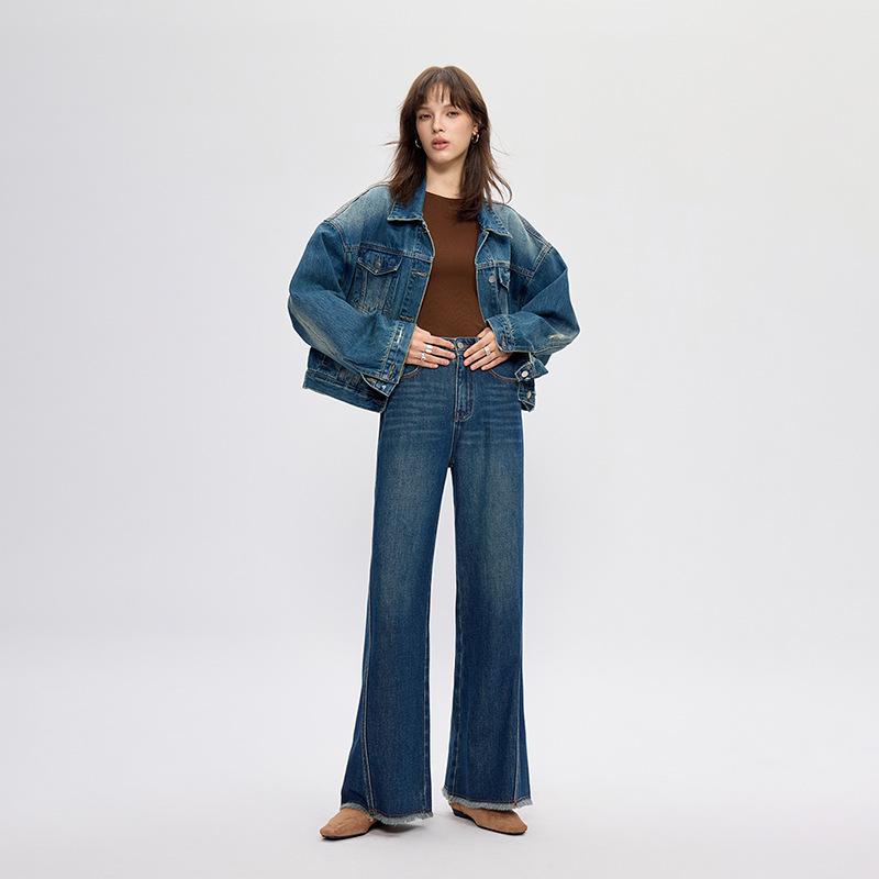 Women's 2025 Vintage High-Waisted Slimming Denim Jacket - Faded Retro Loose-Fit
