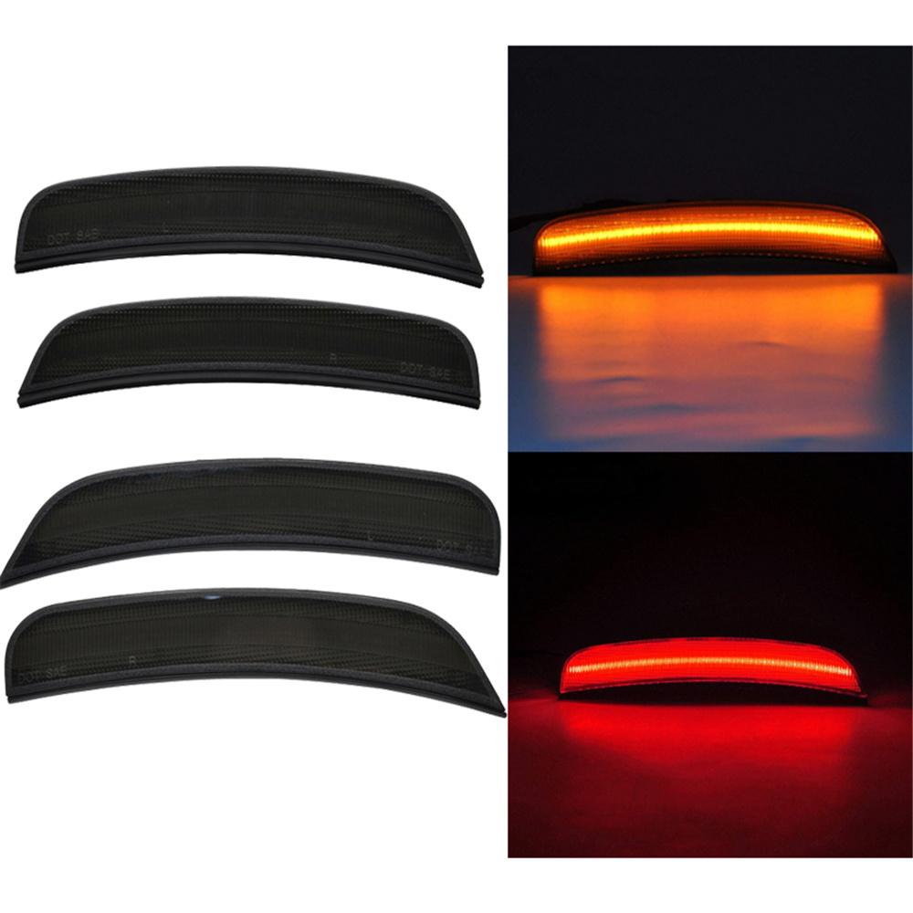 4 Pcs Strobe Lights For 2015-2021 Chrysler 300 Smoked LED Side Marker Light Front Rear Lamp Amber and Red Single Row Lamp Bead