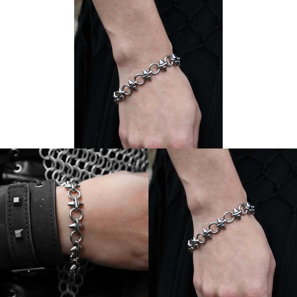Alloy Gothic Spiked Bracelet With Rose Flower Design For Men And Women
