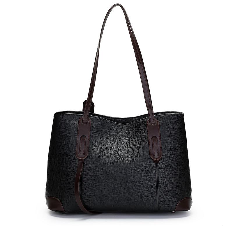 

Simple casual tote bag women s new trendy fashion texture versatile shoulder bag commuter armpit bag чёрный