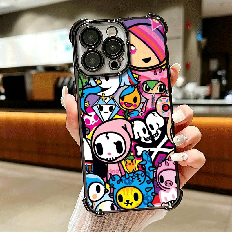 Japan T-Tokidokis Art Soft Phone Case For iPhone 15 16 17 Air 14 Pro Max 16E Plus 13 12 Mini Plating Anti-Fall Fundas