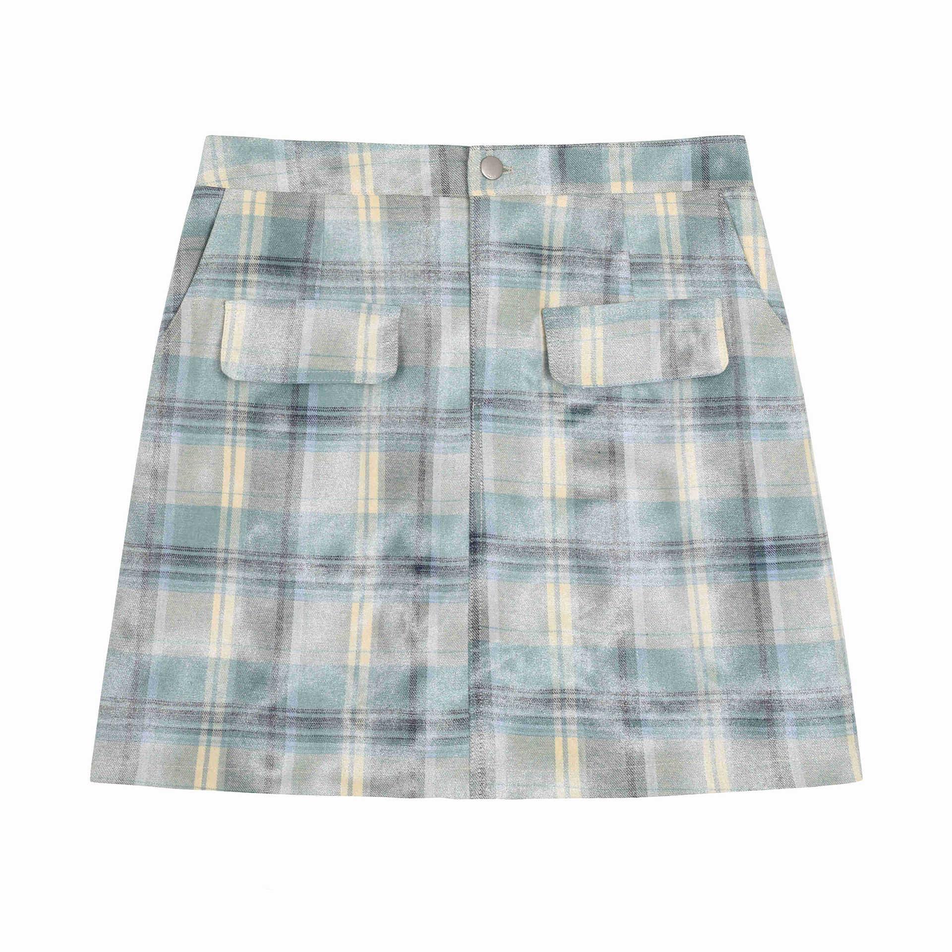 

High-Waisted Tie-Dye Gradient Plaid A-Line Plus Size Skirt for Women - Slimming and Flaw-Concealing 1XL (Recommended 120-140 pounds)