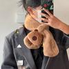 Thicken Cartoon Cross Neck Scarf Neck Wrap Cute Plush Neckerchief Capybara Fluffy Scarf  Winter