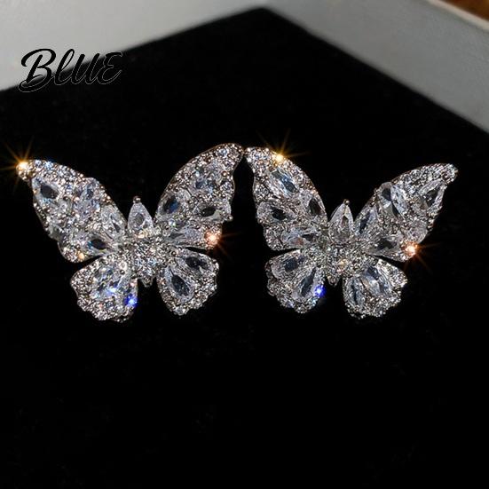 Rhinestone Clip-on Earrings 1 Pc Women Butterfly Ear Cuff Clip-On