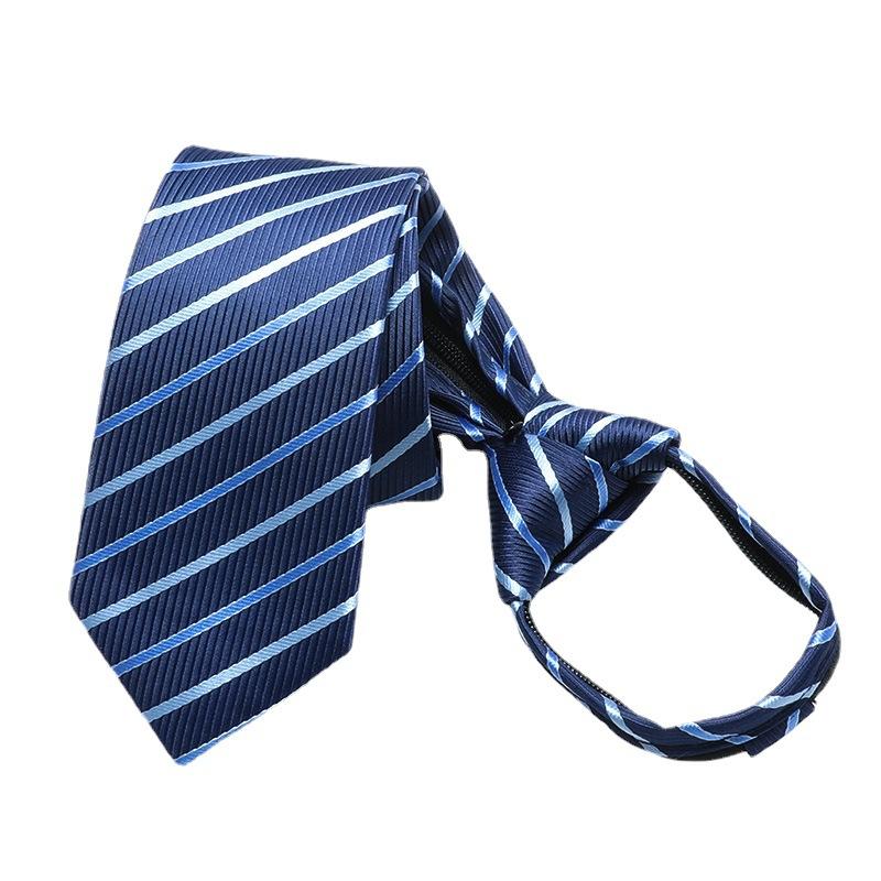 Tie Men'S Dress Wedding Groom Dark Blue Pattern Hand Zipper Free Work Professional Business Tie 8Cm