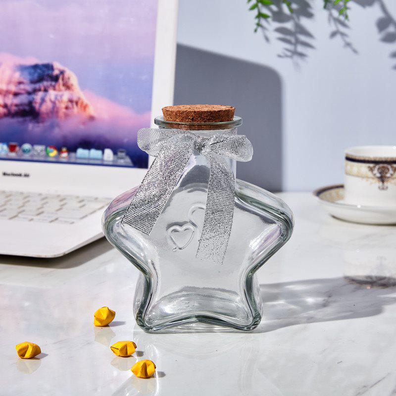 Creative Glass Bottle with Sand, Shells, Lucky Stars, Paper Cranes, and Rainbow Pentagrams