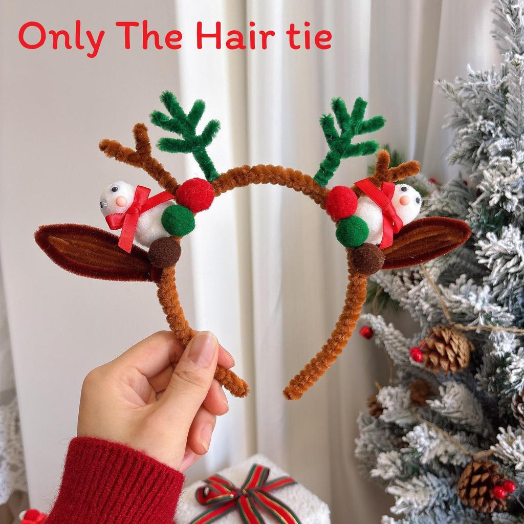 Christmas Elements Headband With Cartoon Reindeer And Snowman For Holiday Celebrations