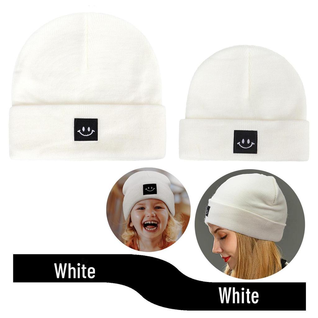 Smiley Logo Women's and Children's Knitted Wool Hat - Warm, Outdoor, Winter Leisure Beanie.