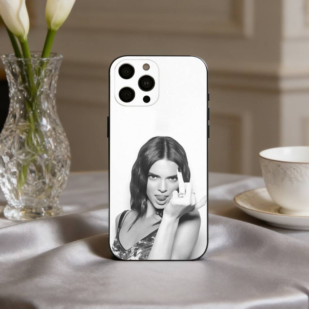 Beautiful K-Kendall J-Jenner Model Phone Case For iPhone 17pro,16,15,14,13,12,11 Plus,Pro Max,XS,Soft Silicone Black Cover