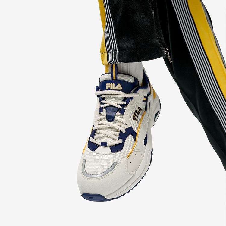 Fila Rayflide Textile, Synthetic Leather Cushioning Lightweight Low Top Casual Shoes Men's White Space Blue F12M242121FCO