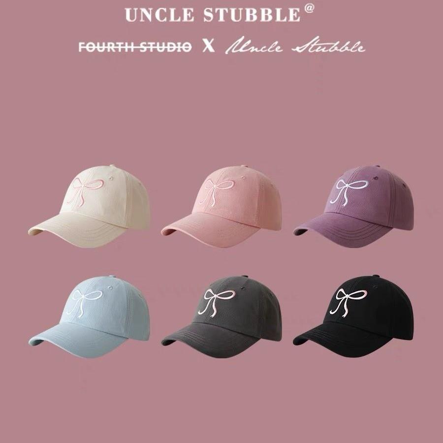 Adorable Korean Bowknot Baseball Cap For Girls Allseason Soft Top Pink Hat
