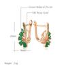 Rose Gold Color With Green Natural Zircon Long Dangle Earrings For Women Retro Ethnic Wedding Party Fine Jewelry
