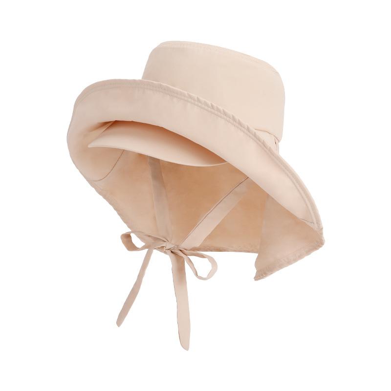 Summer Outdoor Sunscreen Hat Double-layer Large Brim Quick-drying Waterproof Bucket Hat Shawl Ponytail Sun Hat Children