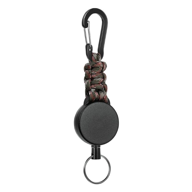 Retractable Rope Carabiner Keychain Telescopic Paracord Braided Keychain Buckle