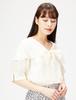 JILL by JILL STUART Women's Front Ribbon Cape-Style Blouse, 125-2110028, Ecru, FR