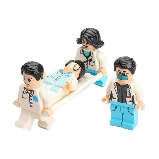 Mini Medical Scene Figures Set with Patient Nurse Doctor And Equipment Miniature Building Block Set for Pretend Play DIY Micro Landscape 5pcs