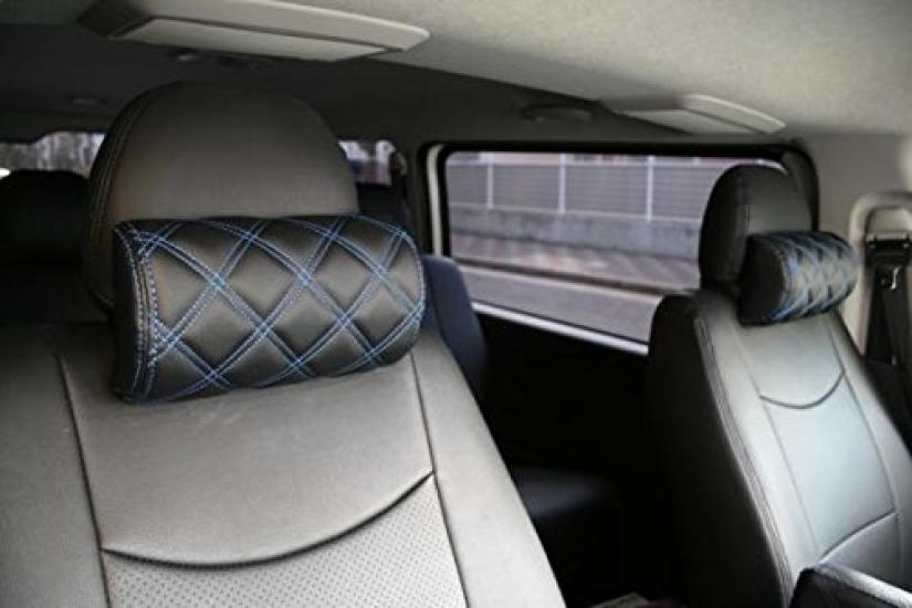 Neck Pads and Pillows of for Toyota Regius 200 Series TRISTAR'S (Set 2) Hiace, Ace, (1st-8th Generation, S-GL, Etc.) (Blue Stitching)