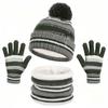 Children's Hat, Scarf, Gloves, Three Piece Set, Striped Autumn and Winter Knitted Fleece Kindergarten Warm Suit