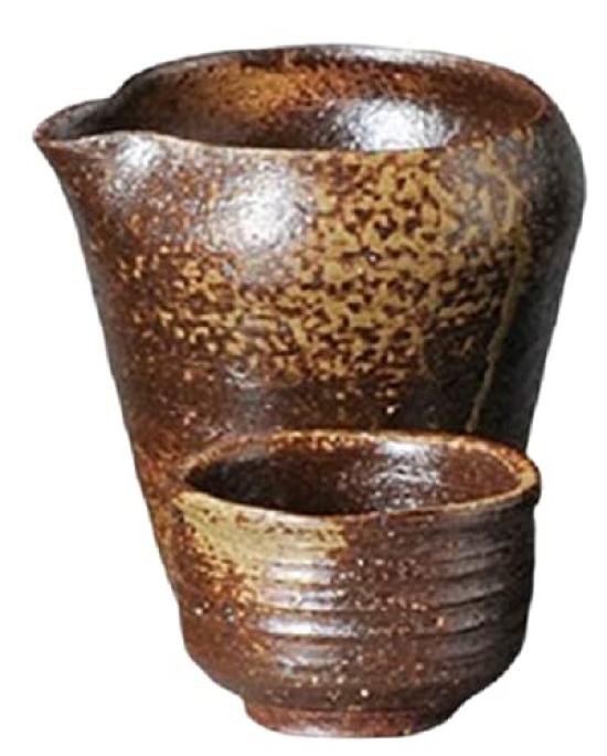 Sake Tokkuri and Ochoko Diameter 11 X 10 X Height Bizen Haimuki Mino for Cold Sake Ale-net Set, (Sake Cup) Set, 10.5cm, 400ml, (Ceramics), Ware,