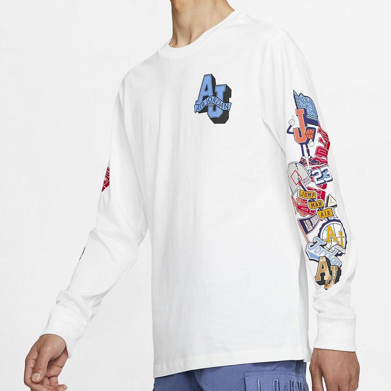 Air Jordan Printed Casual Sports Long Sleeve T-Shirt Men Tops White CV3408-100