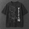 Dragon Ball 2026 Summer Vintage Washed Cotton T Shirt Oversized Streetwear Majin Vegeta Red and Black Dark Fantasy Horror Style