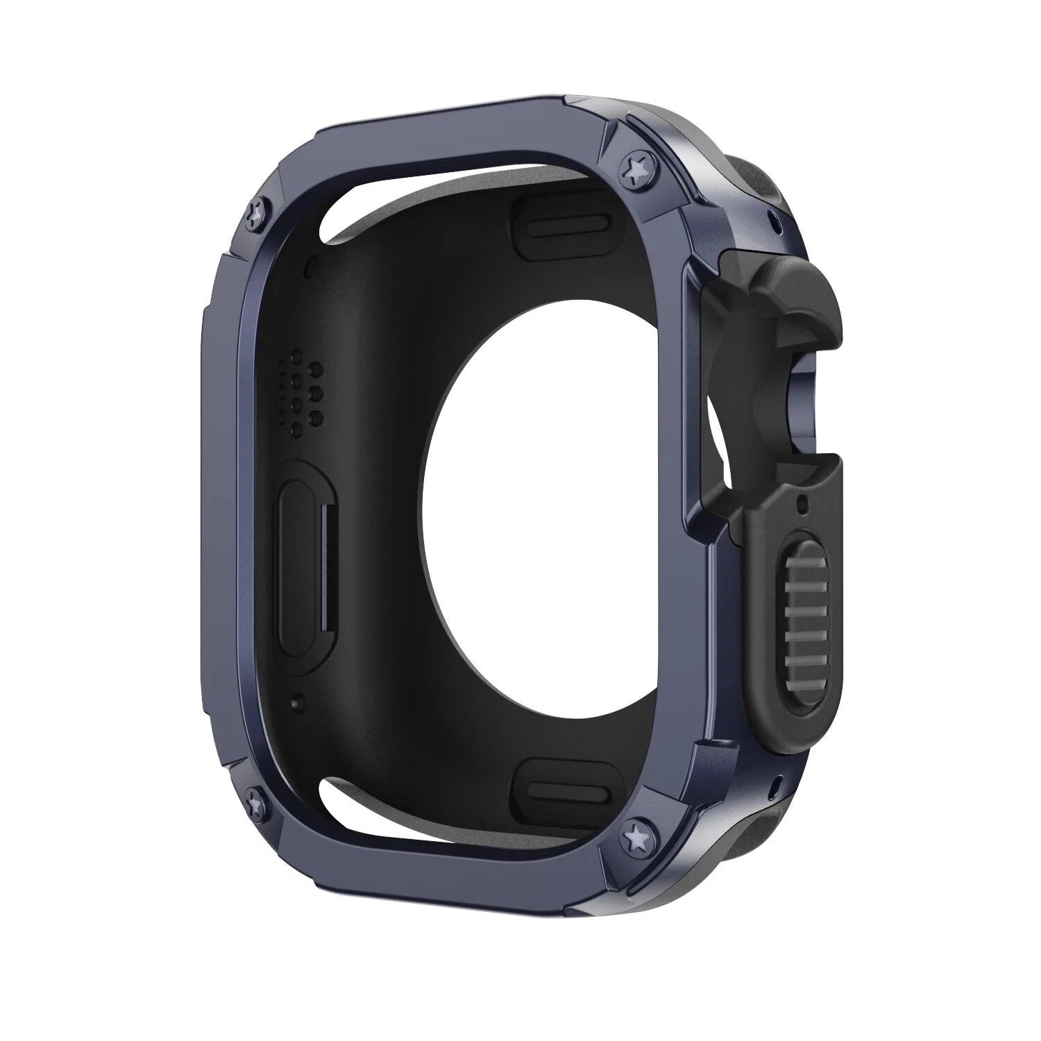 

Чехол 2 в 1 для Apple Watch Series 8/7/SE/6/5/4 Ultra, 41 мм, 45 мм, 40 мм, 44 мм, 49 мм, противоударный защитный бампер из ТПУ + ПК для iwatch 45mm синий