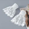 Sweet Floral Stretch Wrist Lace Horn Cuffs Detachable Shirt Fake Sleeves Wristband False Cuffs White