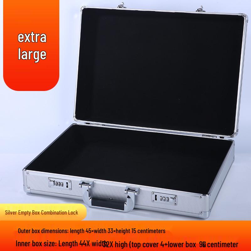 Aluminum Alloy Portable Toolbox with Lock for Hardware, Documents, and Cash Storage