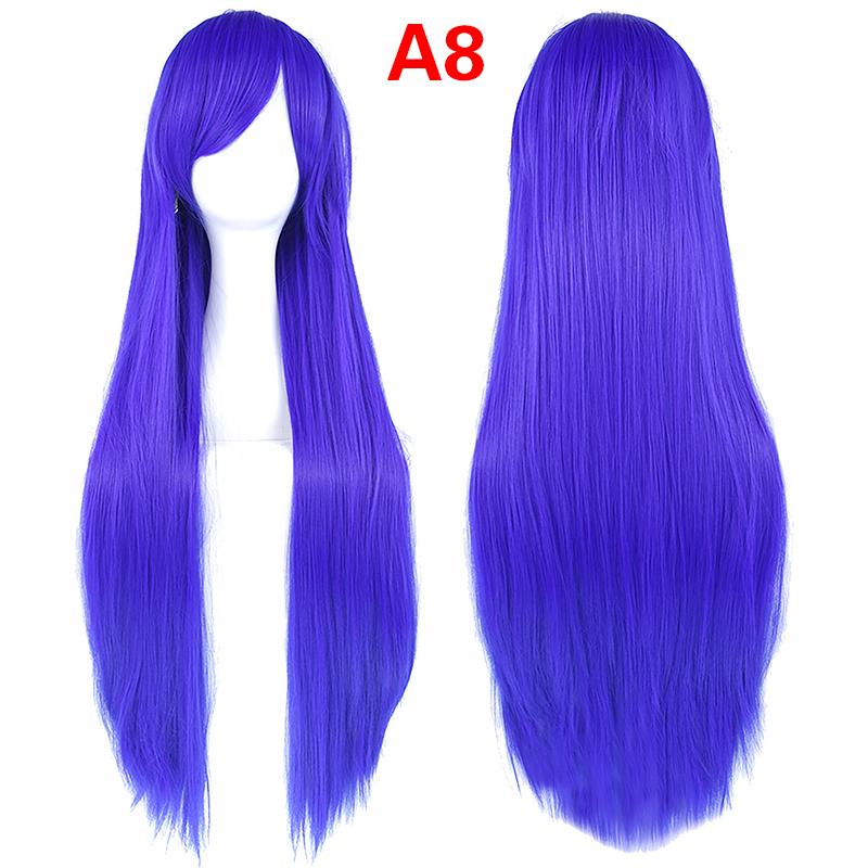 Universal Synthetic Colorful Long Straight Cosplay Wigs Natural 80Cm Hair Extensions Lolita Masquerade Party Hairstyle