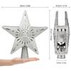 Christmas Tree Topper Lighted with Built-in Led Rotating Snowflake Projector Lights, Hollowed Tree Topper with Plug Christmas Decorations