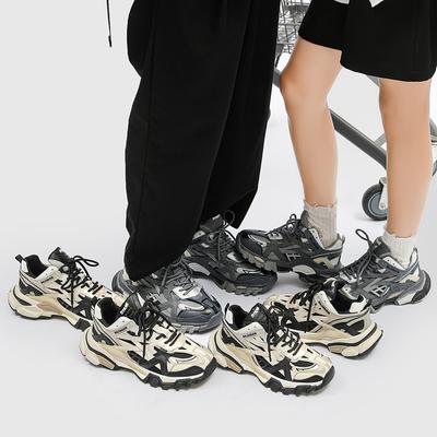 Dad Shoes Women's Spring, Autumn and Winter Genuine Leather Cortez Thick Bottom Fashion All-Match Couple Men's Fashion Sneaker
