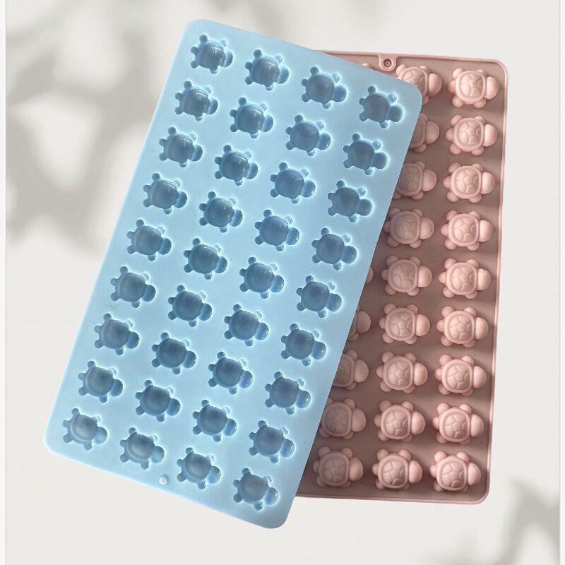 2pcs Food Grade Silicone Mold 36 Cavity Mini Turtle Shape Reusable Mould Diy Chocolate Candy Jelly Pudding Making Tool For Home Baking синий