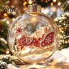 Reusable Plastic Baubles Glowing Christmas Story Ornament Light‑Up Mini Holiday Scene Hanging Ball with Warm Gift Embellishments LED Light,