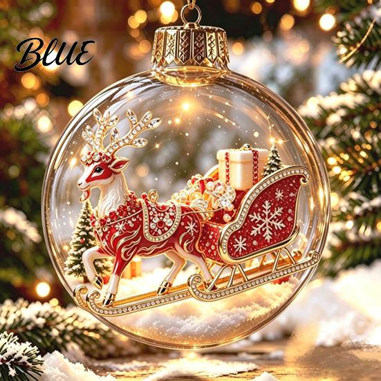 Reusable Plastic Baubles Glowing Christmas Story Ornament Light‑Up Mini Holiday Scene Hanging Ball with Warm Gift Embellishments LED Light,