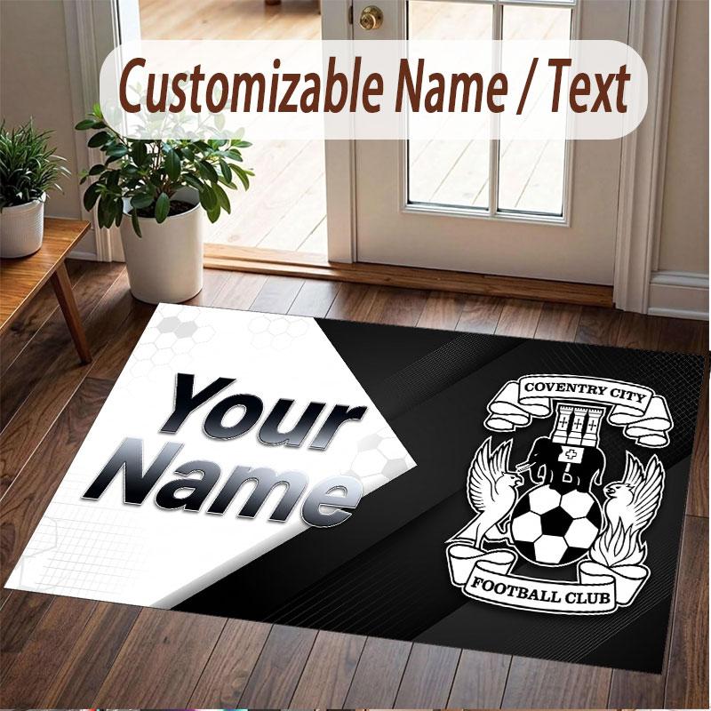 Custom Rug Coventry City Pattern Print Name Text Soft Non‑Slip Floor Carpet for Home Indoor Decoration
