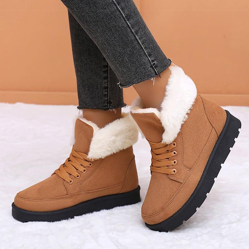 Women's Boots Low Heels Winter Boots With Fur Snow Boots Ankle Botas Mujer  New Winter Footwear Comfortable Fur Shoes Woman