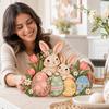 2D EasterRabbit Easter Egg Wooden Ornament Spring Flower Theme Ornament
