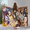 Classic Game Genshin Impact Cartoon Flannel Blanket,Ultra Soft Warm Plush Throw for Home Bedroom Bed Sofa Cover Office Camping