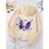 Women Beautiful Purple Butterfly Printing Hoodies Women Pocket Hoody Simple Casual Hoodie Autumn Loose Female Streetwear