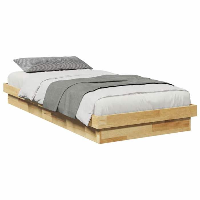 VidaXL Bed Frames Without Mattress 75x190 Cm Solid Oak Wood, Bedroom Furniture, Slatted Base, Wooden Bed, Bed, Bed 851973