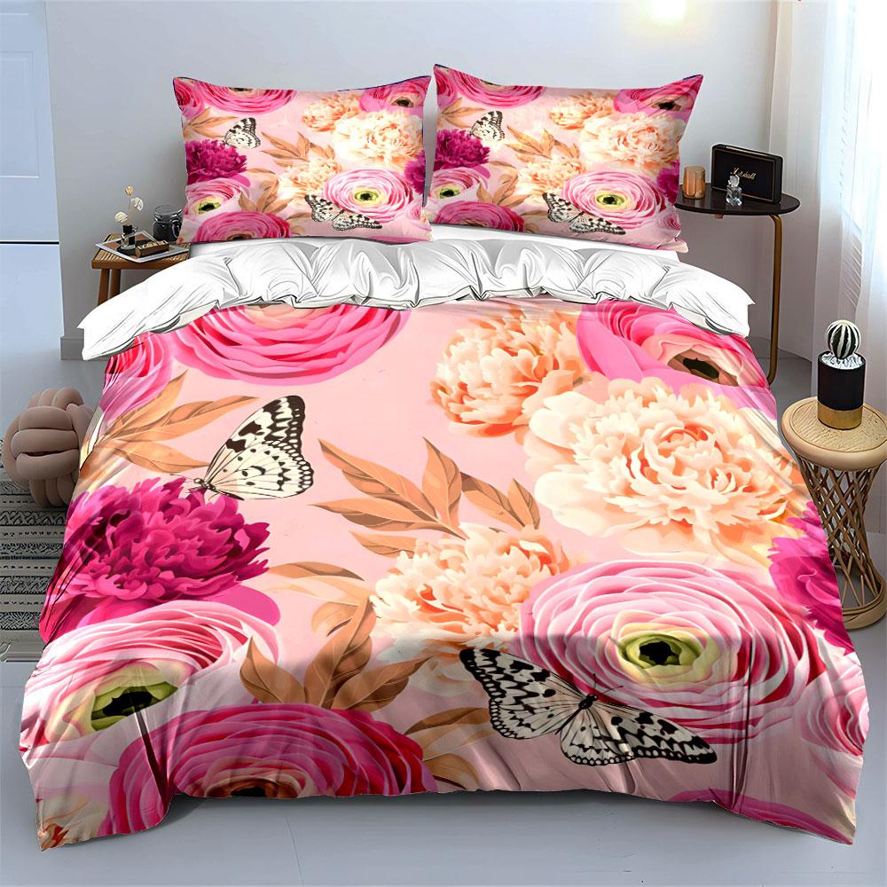 Floral Three-Piece Set For Celebrations  Kid'S And Adults' Bedroom Decor, Exquisite Three-Piece Bedding Set Gift