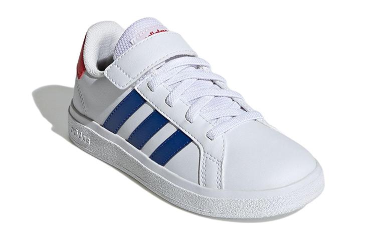 adidas Neo GRAND COURT 2.0 EL K Abrasion Resistant Low Top Skateboard Shoes White Blue Red Kids' GW6514