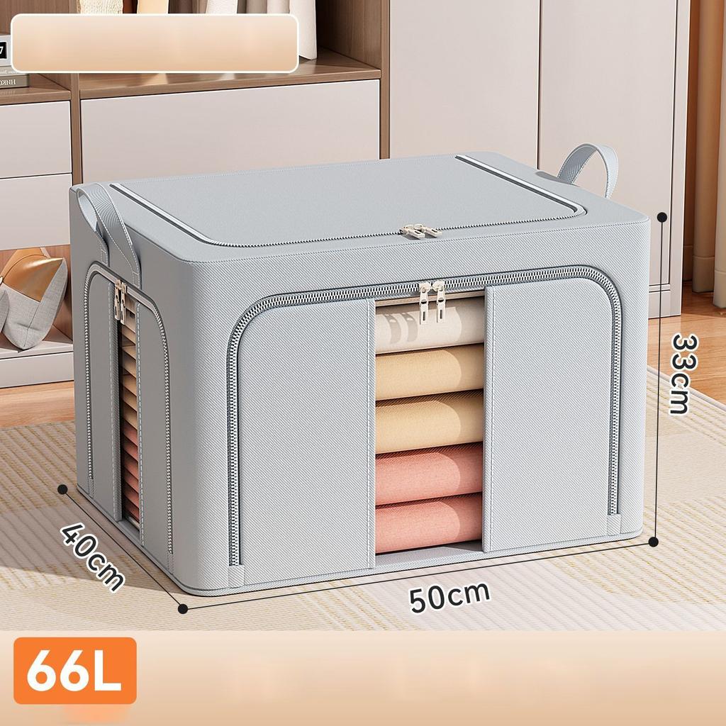 3 Aperture Grandi Contenitori per Vestiti con Telaio Metallico, Scatola Pieghevole per Vestiti, Contenitori per Vestiti con Coperchio, Finestra, Cerniere, Maniglie