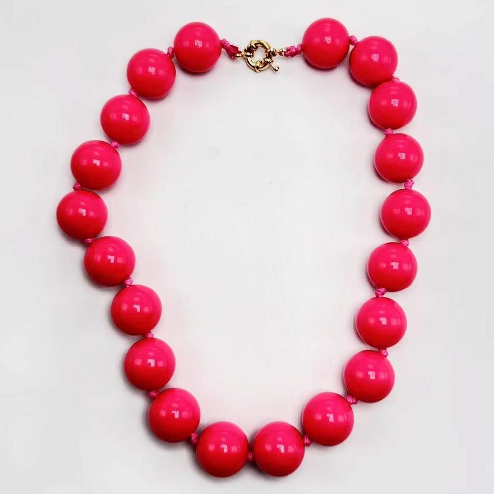 Large Beaded Necklace Acrylic Women Necklaces Retro Round Beads Choker  Jewelry Gift