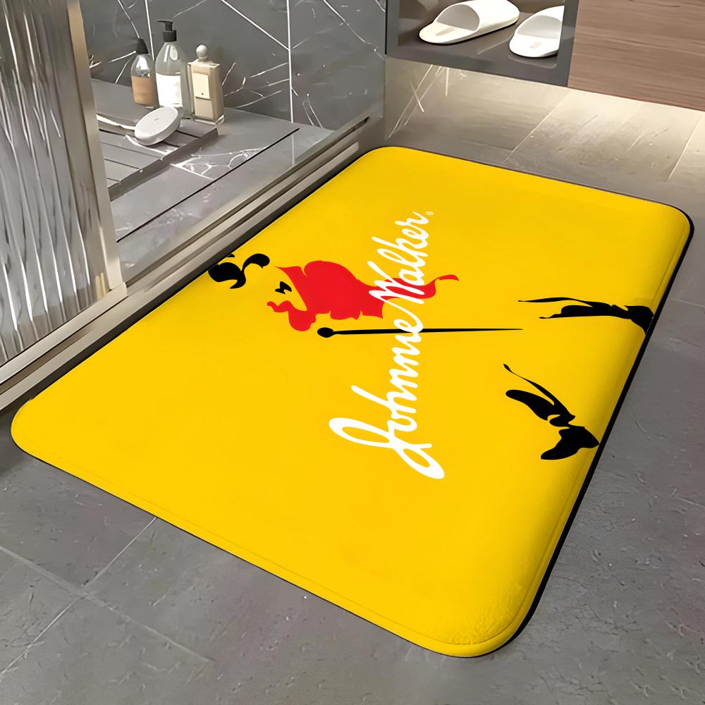 Liquor - J-Johnnie W-Walker Floor Mat Soft Flannel Entrance Door Mat Non Slip Absorbent Bathroom Bedroom Floor Rug