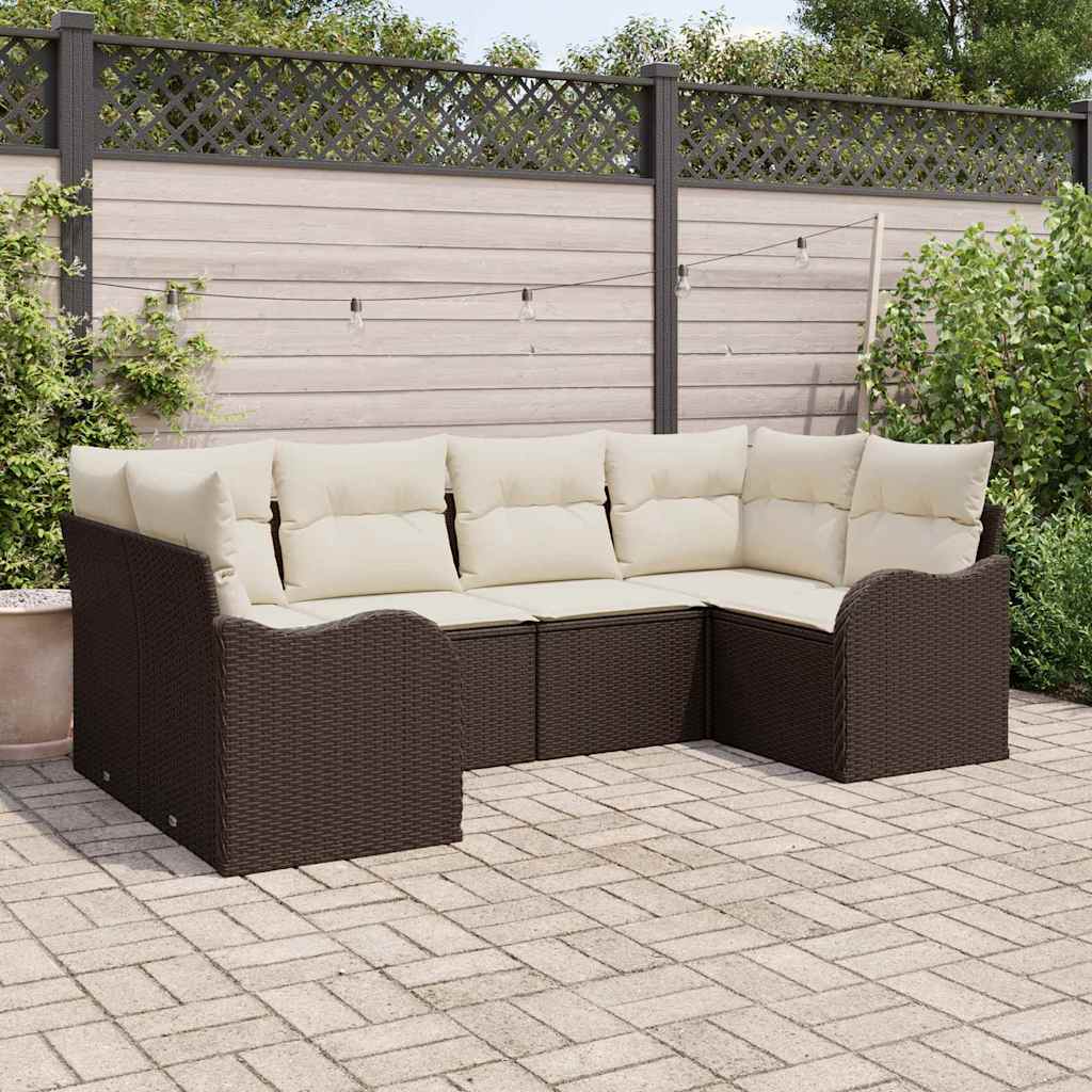 Garden Sofa Set Brown Poly Rattan
